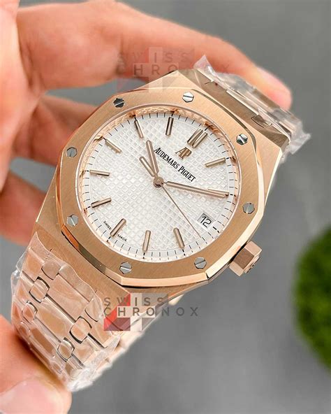 audemars piguet royal oak rose gold white dial|ap royal oak mm price.